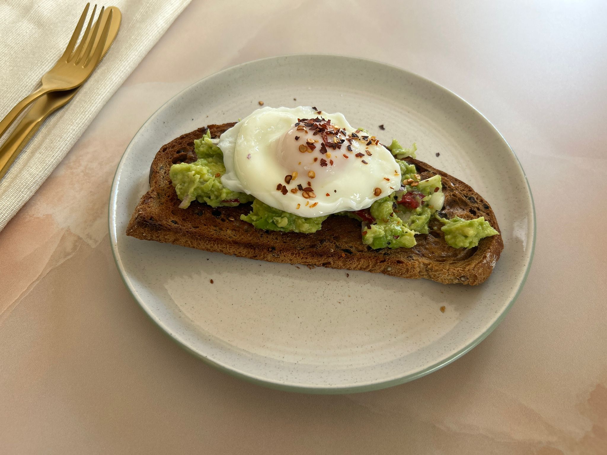 Smashed Avocado and Poached Egg on Sourdough